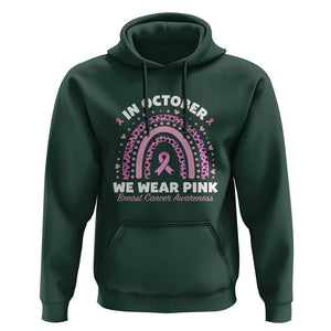 Breast Cancer Awareness Hoodie In October We Wear Pink Rainbow Heart Ribbon TS11 Dark Forest Green Print Your Wear