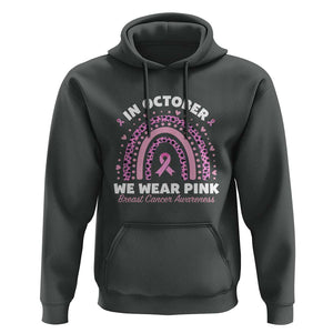 Breast Cancer Awareness Hoodie In October We Wear Pink Rainbow Heart Ribbon TS11 Dark Heather Print Your Wear