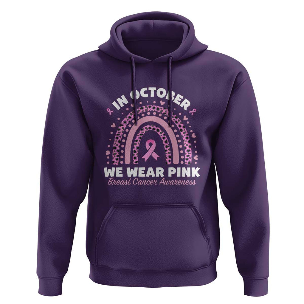 Breast Cancer Awareness Hoodie In October We Wear Pink Rainbow Heart Ribbon TS11 Purple Print Your Wear