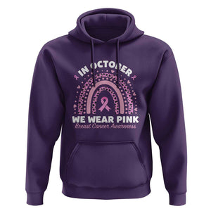Breast Cancer Awareness Hoodie In October We Wear Pink Rainbow Heart Ribbon TS11 Purple Print Your Wear