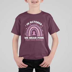 Breast Cancer Awareness T Shirt For Kid In October We Wear Pink Rainbow Heart Ribbon TS11 Maroon Print Your Wear