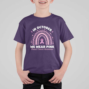 Breast Cancer Awareness T Shirt For Kid In October We Wear Pink Rainbow Heart Ribbon TS11 Purple Print Your Wear