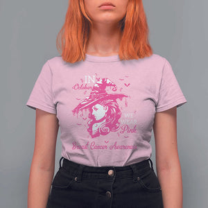 Breast Cancer Awareness T Shirt For Women In October We Wear Pink Halloween Witch TS11 Light Pink Print Your Wear