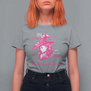 Breast Cancer Awareness T Shirt For Women In October We Wear Pink Halloween Witch TS11 Sport Gray Print Your Wear