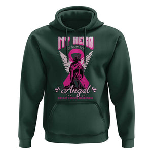 Breast Cancer Awareness Hoodie My Hero Is Now My Angel Pink Ribbon Cancer Warrior TS11 Dark Forest Green Print Your Wear