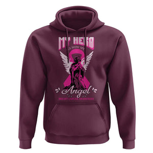 Breast Cancer Awareness Hoodie My Hero Is Now My Angel Pink Ribbon Cancer Warrior TS11 Maroon Print Your Wear