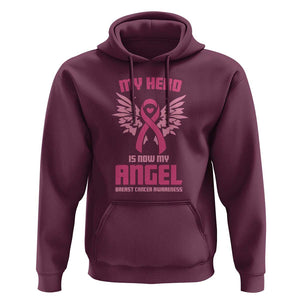 Breast Cancer Awareness Hoodie My Hero Is Now My Angel Pink Ribbon Wings Heart TS11 Maroon Print Your Wear