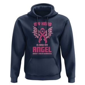 Breast Cancer Awareness Hoodie My Hero Is Now My Angel Pink Ribbon Wings Heart TS11 Navy Print Your Wear