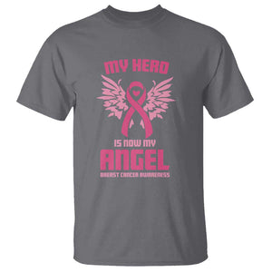 Breast Cancer Awareness T Shirt My Hero Is Now My Angel Pink Ribbon Wings Heart TS11 Charcoal Print Your Wear