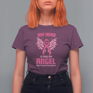 Breast Cancer Awareness T Shirt For Women My Hero Is Now My Angel Pink Ribbon Wings Heart TS11 Maroon Print Your Wear