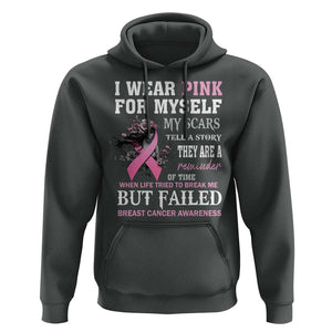 Breast Cancer Warrior Hoodie I Wear Pink For Myself My Scars Tell A Story They Are A Reminder Of Time TS11 Dark Heather Print Your Wear