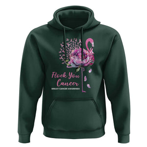 Breast Cancer Awareness Hoodie Flock you Cancer Flamingo Flower Pink Ribbon TS11 Dark Forest Green Print Your Wear