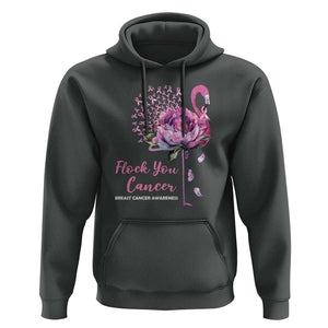 Breast Cancer Awareness Hoodie Flock you Cancer Flamingo Flower Pink Ribbon TS11 Dark Heather Print Your Wear