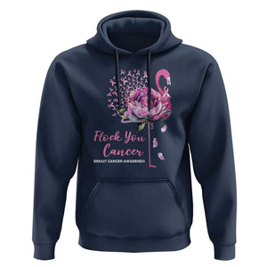 Breast Cancer Awareness Hoodie Flock you Cancer Flamingo Flower Pink Ribbon TS11 Navy Print Your Wear