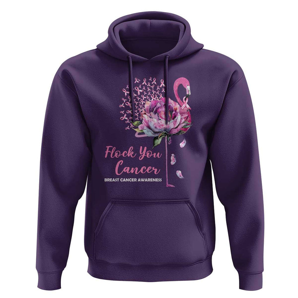 Breast Cancer Awareness Hoodie Flock you Cancer Flamingo Flower Pink Ribbon TS11 Purple Print Your Wear
