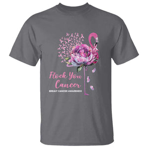 Breast Cancer Awareness T Shirt Flock you Cancer Flamingo Flower Pink Ribbon TS11 Charcoal Print Your Wear