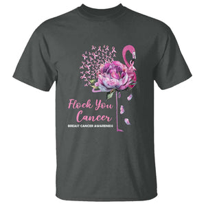 Breast Cancer Awareness T Shirt Flock you Cancer Flamingo Flower Pink Ribbon TS11 Dark Heather Print Your Wear