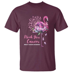 Breast Cancer Awareness T Shirt Flock you Cancer Flamingo Flower Pink Ribbon TS11 Maroon Print Your Wear