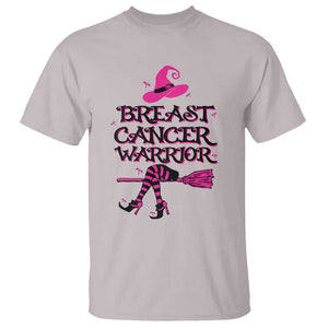 Breast Cancer Warrior Witch T Shirt Hat Shoes Broom Pink Ribbon Witchy Vibe TS11 Ice Gray Print Your Wear