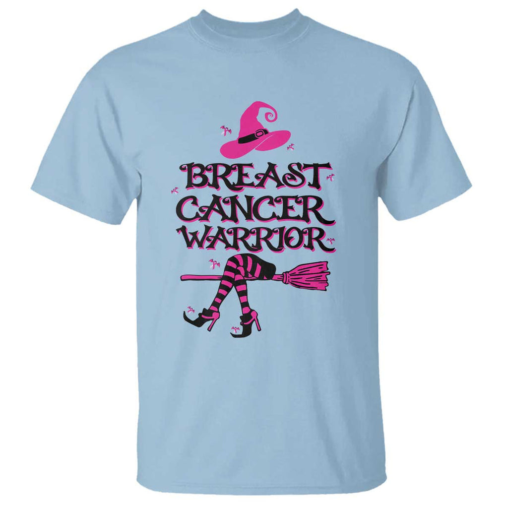 Breast Cancer Warrior Witch T Shirt Hat Shoes Broom Pink Ribbon Witchy Vibe TS11 Light Blue Print Your Wear