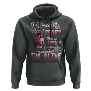 Breast Cancer Awareness Hoodie I Wear My Scars Like A Warrior For They're Reminder I'm Alive Butterfly TS11 Dark Heather Print Your Wear