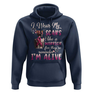 Breast Cancer Awareness Hoodie I Wear My Scars Like A Warrior For They're Reminder I'm Alive Butterfly TS11 Navy Print Your Wear