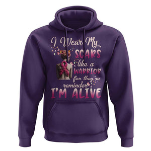 Breast Cancer Awareness Hoodie I Wear My Scars Like A Warrior For They're Reminder I'm Alive Butterfly TS11 Purple Print Your Wear
