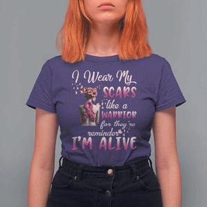 Breast Cancer Awareness T Shirt For Women I Wear My Scars Like A Warrior For They're Reminder I'm Alive Butterfly TS11 Purple Print Your Wear