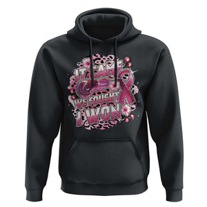 Breast Cancer Awareness Hoodie It Came We Fought I Won Boxing Gloves Pink Ribbon Flowers Leopard TS11 Black Print Your Wear