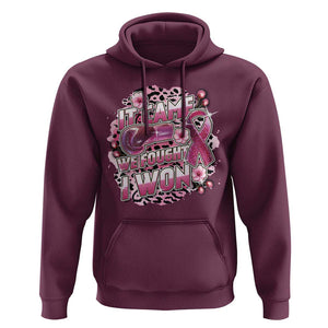 Breast Cancer Awareness Hoodie It Came We Fought I Won Boxing Gloves Pink Ribbon Flowers Leopard TS11 Maroon Print Your Wear