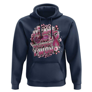 Breast Cancer Awareness Hoodie It Came We Fought I Won Boxing Gloves Pink Ribbon Flowers Leopard TS11 Navy Print Your Wear