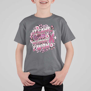 Breast Cancer Awareness T Shirt For Kid It Came We Fought I Won Boxing Gloves Pink Ribbon Flowers Leopard TS11 Charcoal Print Your Wear