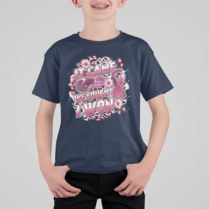 Breast Cancer Awareness T Shirt For Kid It Came We Fought I Won Boxing Gloves Pink Ribbon Flowers Leopard TS11 Navy Print Your Wear