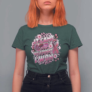 Breast Cancer Awareness T Shirt For Women It Came We Fought I Won Boxing Gloves Pink Ribbon Flowers Leopard TS11 Dark Forest Green Print Your Wear