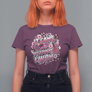 Breast Cancer Awareness T Shirt For Women It Came We Fought I Won Boxing Gloves Pink Ribbon Flowers Leopard TS11 Maroon Print Your Wear
