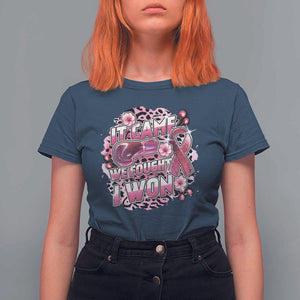 Breast Cancer Awareness T Shirt For Women It Came We Fought I Won Boxing Gloves Pink Ribbon Flowers Leopard TS11 Navy Print Your Wear