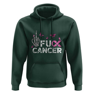 Breast Cancer Awareness Hoodie Fuck Cancer Pink Ribbon Skeleton Hand Butterfly TS11 Dark Forest Green Print Your Wear