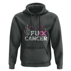 Breast Cancer Awareness Hoodie Fuck Cancer Pink Ribbon Skeleton Hand Butterfly TS11 Dark Heather Print Your Wear