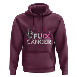 Breast Cancer Awareness Hoodie Fuck Cancer Pink Ribbon Skeleton Hand Butterfly TS11 Maroon Print Your Wear