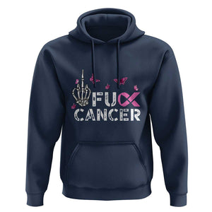 Breast Cancer Awareness Hoodie Fuck Cancer Pink Ribbon Skeleton Hand Butterfly TS11 Navy Print Your Wear