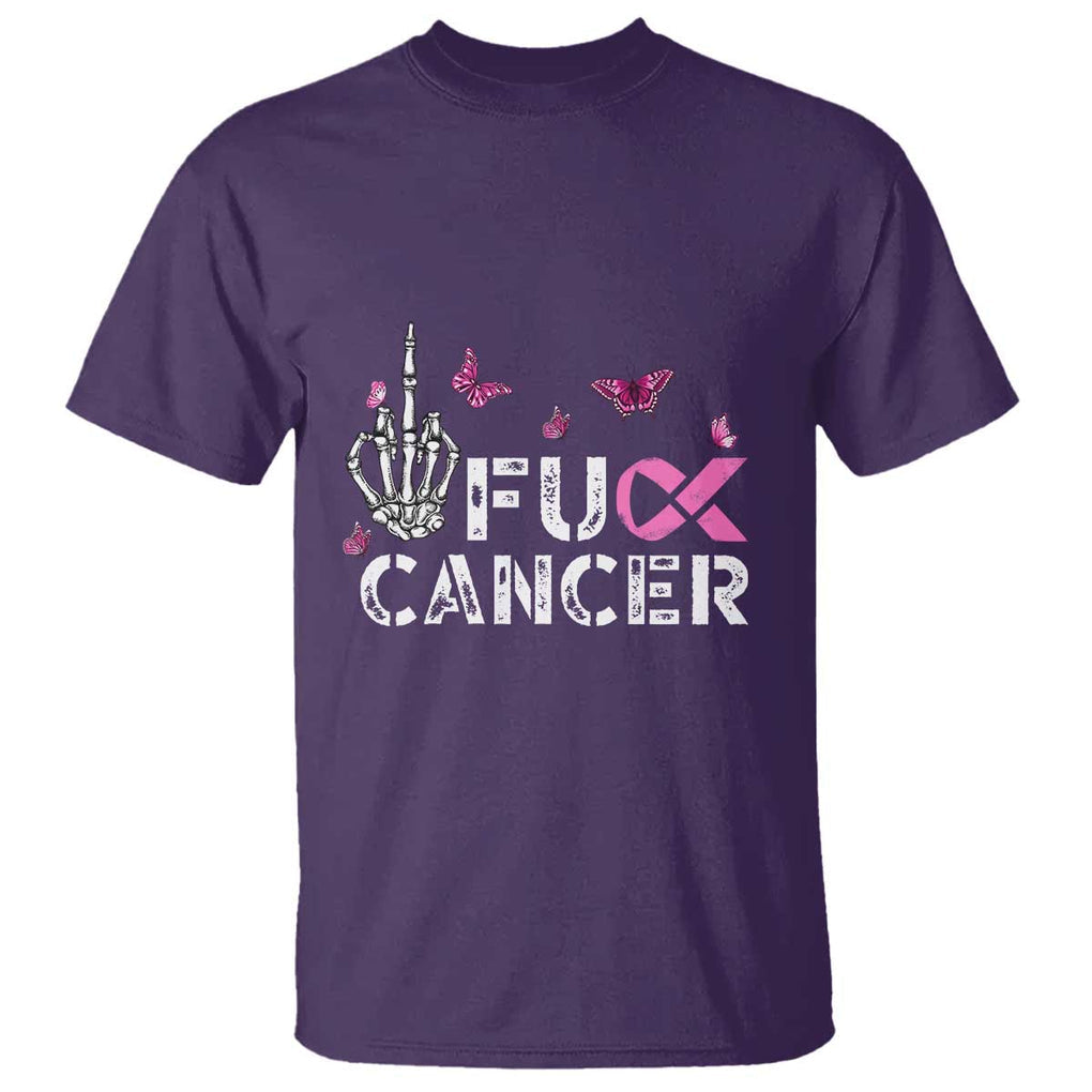 Breast Cancer Awareness T Shirt Fuck Cancer Pink Ribbon Skeleton Hand Butterfly TS11 Purple Print Your Wear