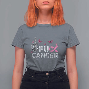 Breast Cancer Awareness T Shirt For Women Fuck Cancer Pink Ribbon Skeleton Hand Butterfly TS11 Charcoal Print Your Wear