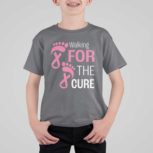 Breast Cancer Awareness T Shirt For Kid Walking For The Cure Pink Ribbon Footprints TS11 Charcoal Print Your Wear