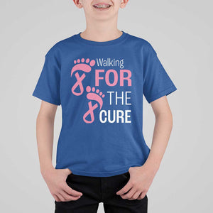 Breast Cancer Awareness T Shirt For Kid Walking For The Cure Pink Ribbon Footprints TS11 Royal Blue Print Your Wear