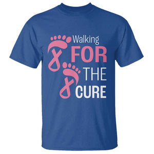 Breast Cancer Awareness T Shirt Walking For The Cure Pink Ribbon Footprints TS11 Royal Blue Print Your Wear