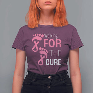 Breast Cancer Awareness T Shirt For Women Walking For The Cure Pink Ribbon Footprints TS11 Maroon Print Your Wear