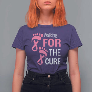Breast Cancer Awareness T Shirt For Women Walking For The Cure Pink Ribbon Footprints TS11 Purple Print Your Wear