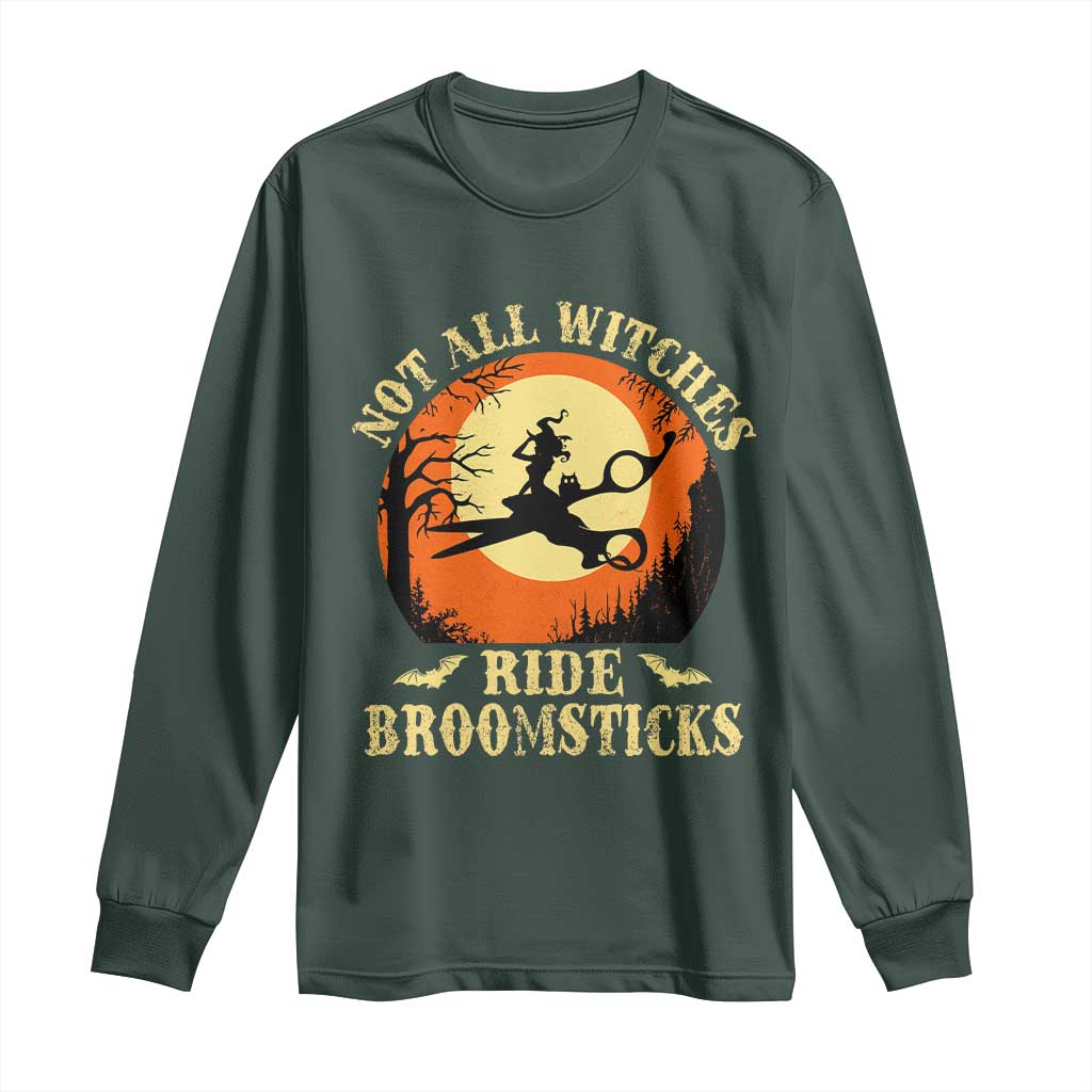 Funny Lesbian Witch Halloween Long Sleeve Shirt Not All Witches Ride Broomsticks TS11 Dark Forest Green Print Your Wear