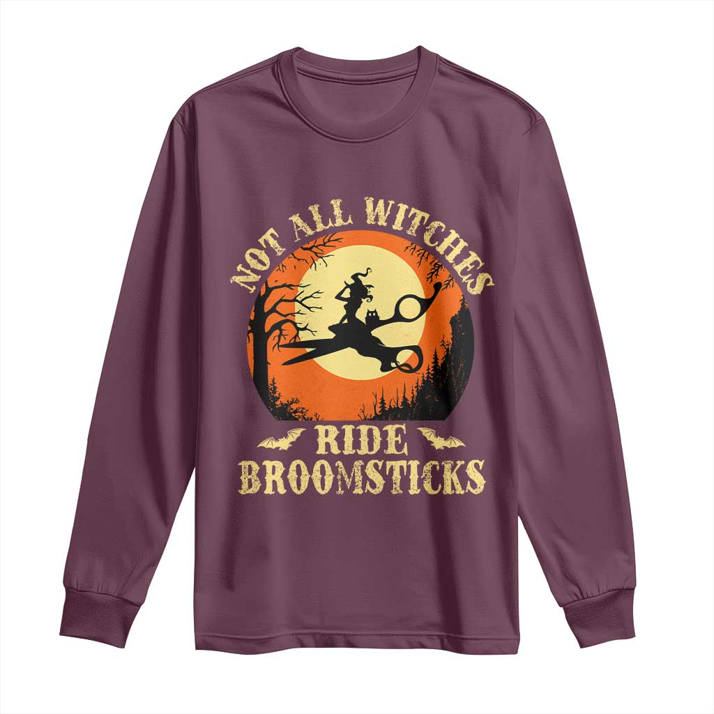 Funny Lesbian Witch Halloween Long Sleeve Shirt Not All Witches Ride Broomsticks TS11 Maroon Print Your Wear