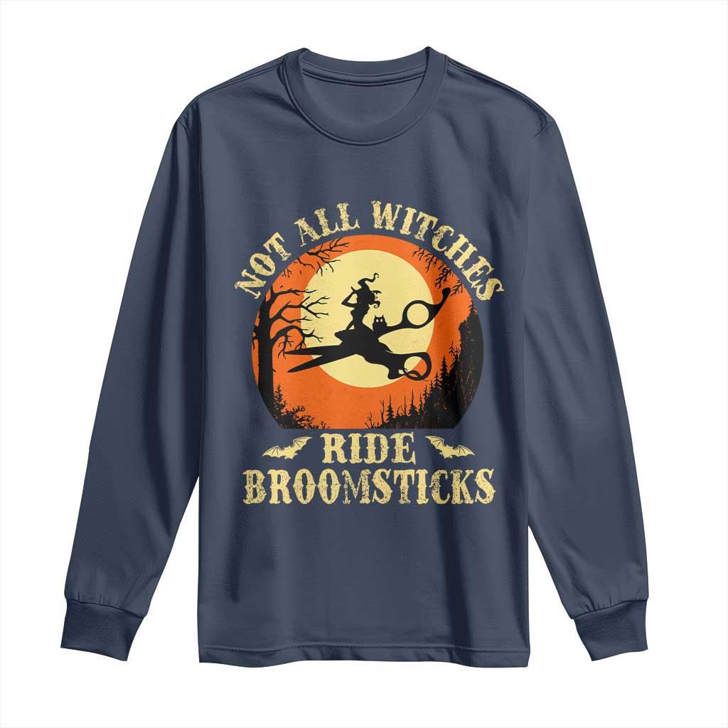 Funny Lesbian Witch Halloween Long Sleeve Shirt Not All Witches Ride Broomsticks TS11 Navy Print Your Wear